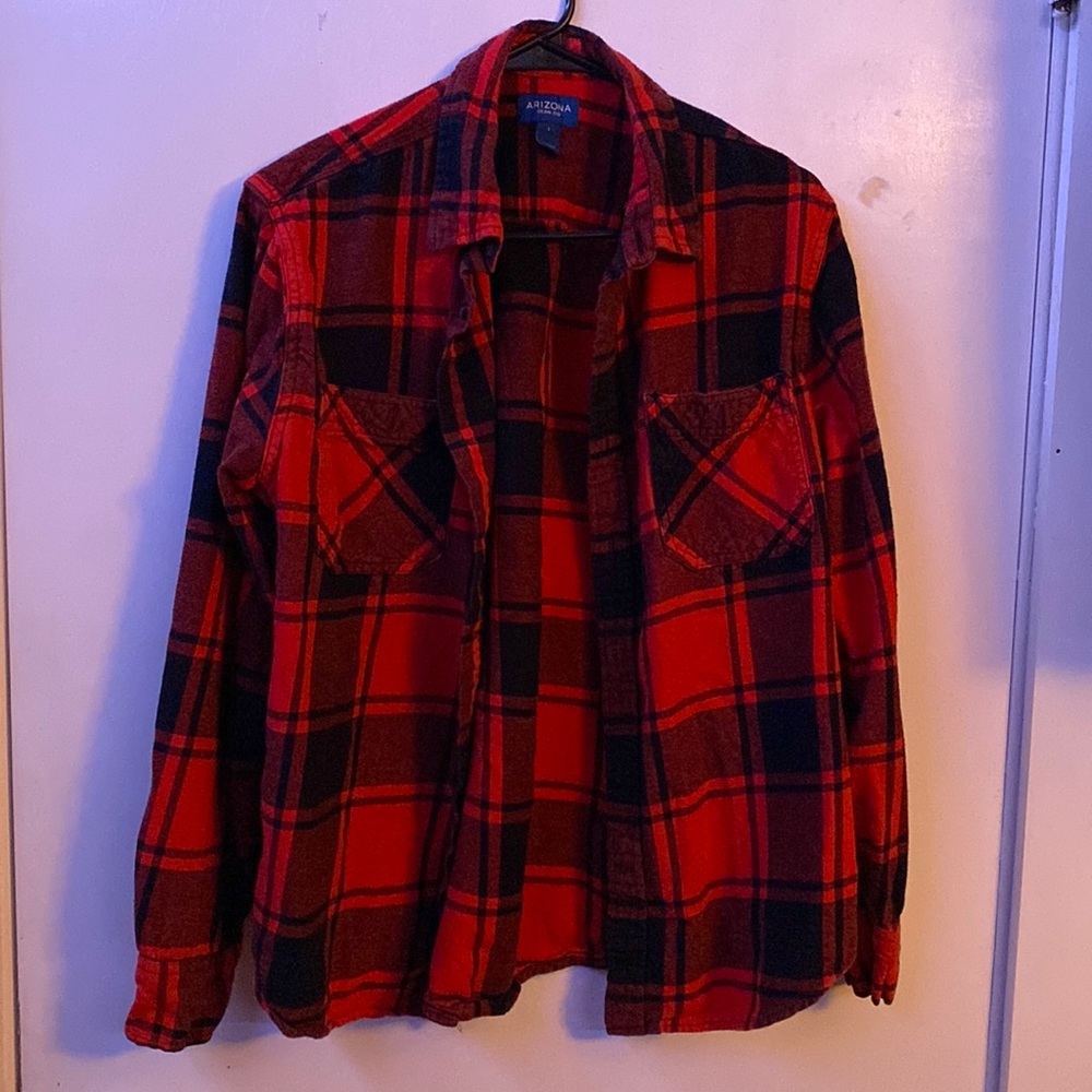 Arizona Jean Co Red Orange Black Flannel